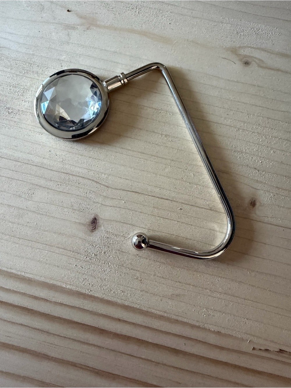 Crystal Accent Purse Hook - Silver Tone
